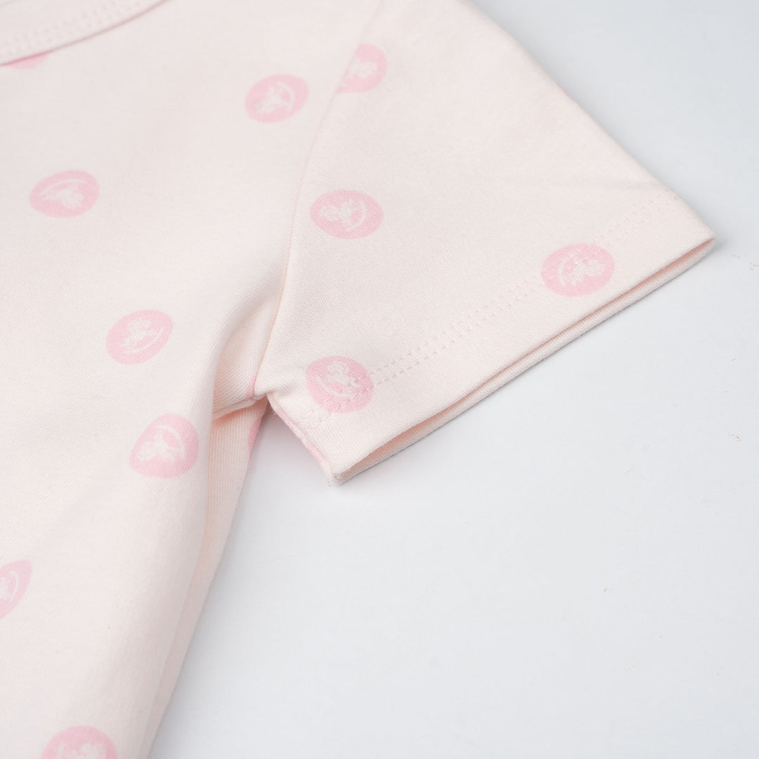 Baby Poney Girls Light Pink Iconic Rocking Horse Short Sleeve Kimono Bodysuit