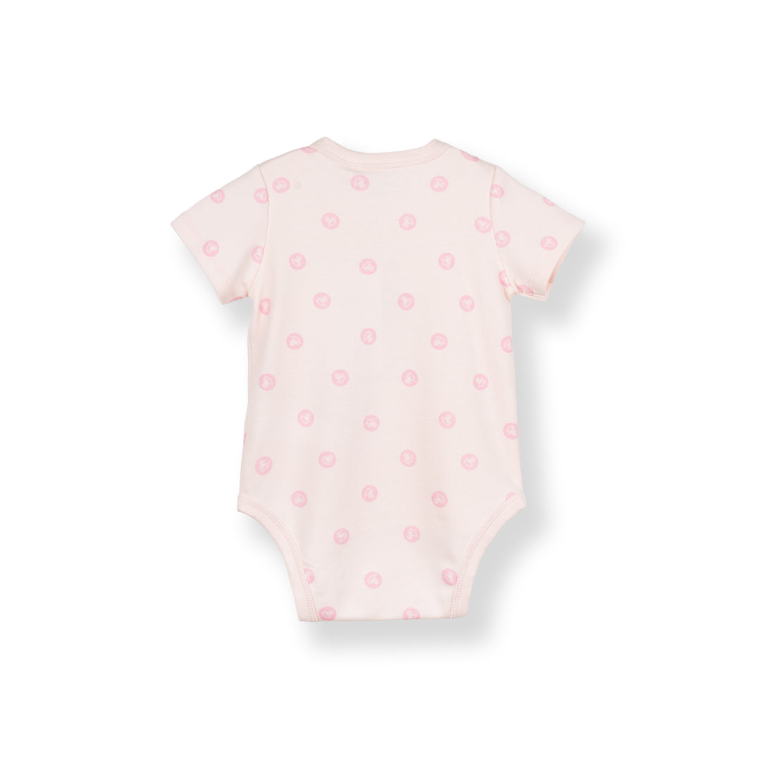 Baby Poney Girls Light Pink Iconic Rocking Horse Short Sleeve Kimono Bodysuit