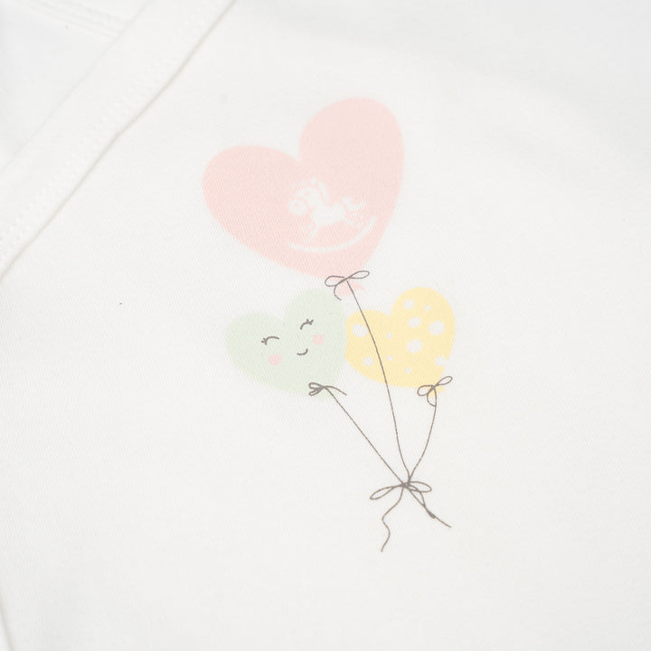 Baby Poney Girls White Love Iconic Long Sleeve Kimono Bodysuit