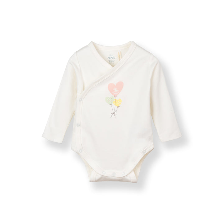 Baby Poney Girls White Love Iconic Long Sleeve Kimono Bodysuit