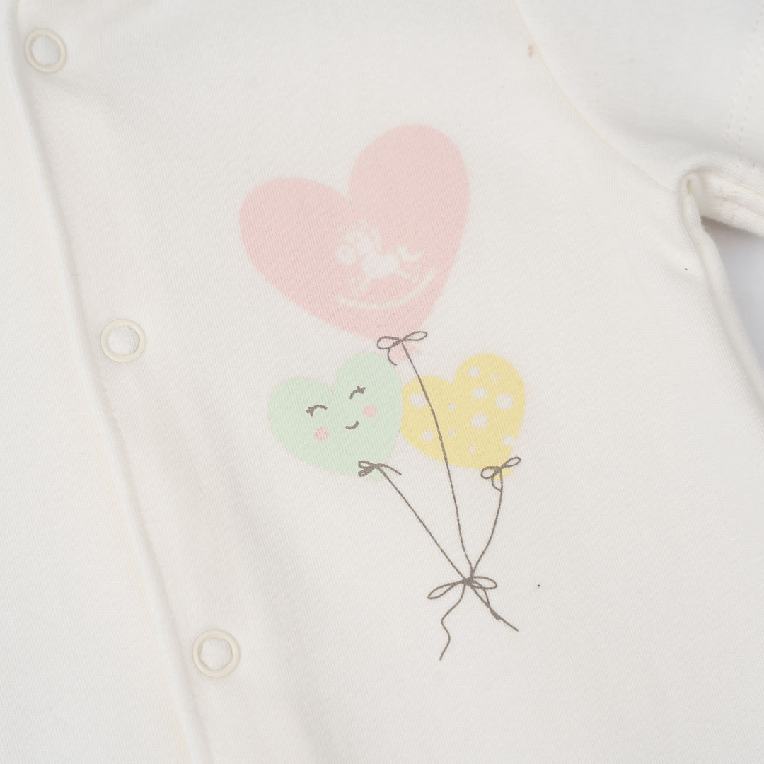 Baby Poney Girls White Love Iconic Short Sleeve Romper