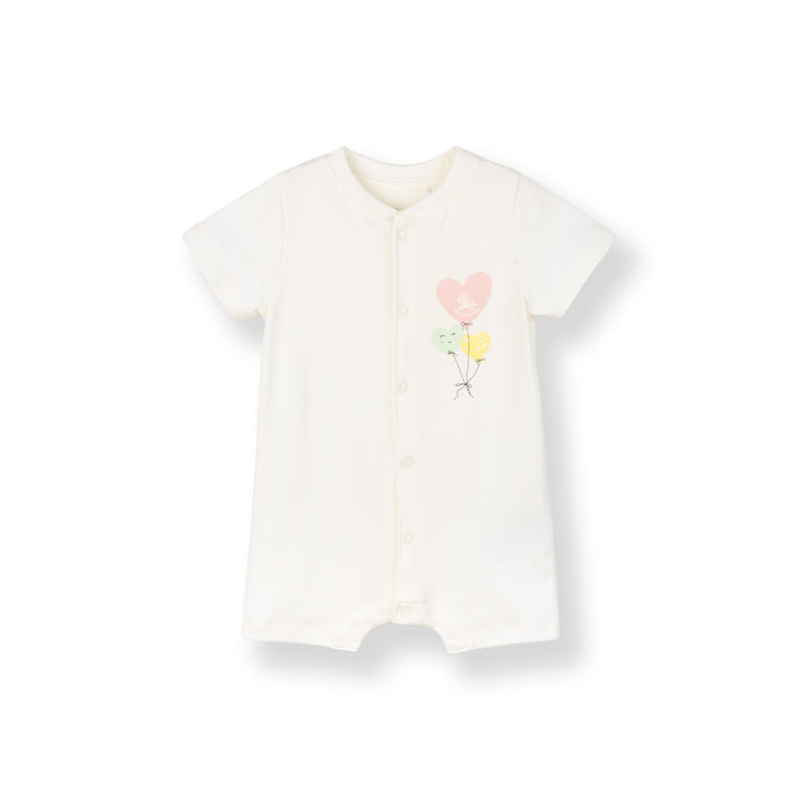 Baby Poney Girls White Love Iconic Short Sleeve Romper