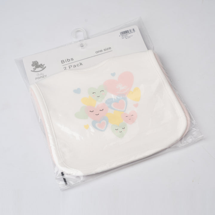 Baby Poney Girls White Love Iconic & Light Pink Iconic Rocking Horse Bibs