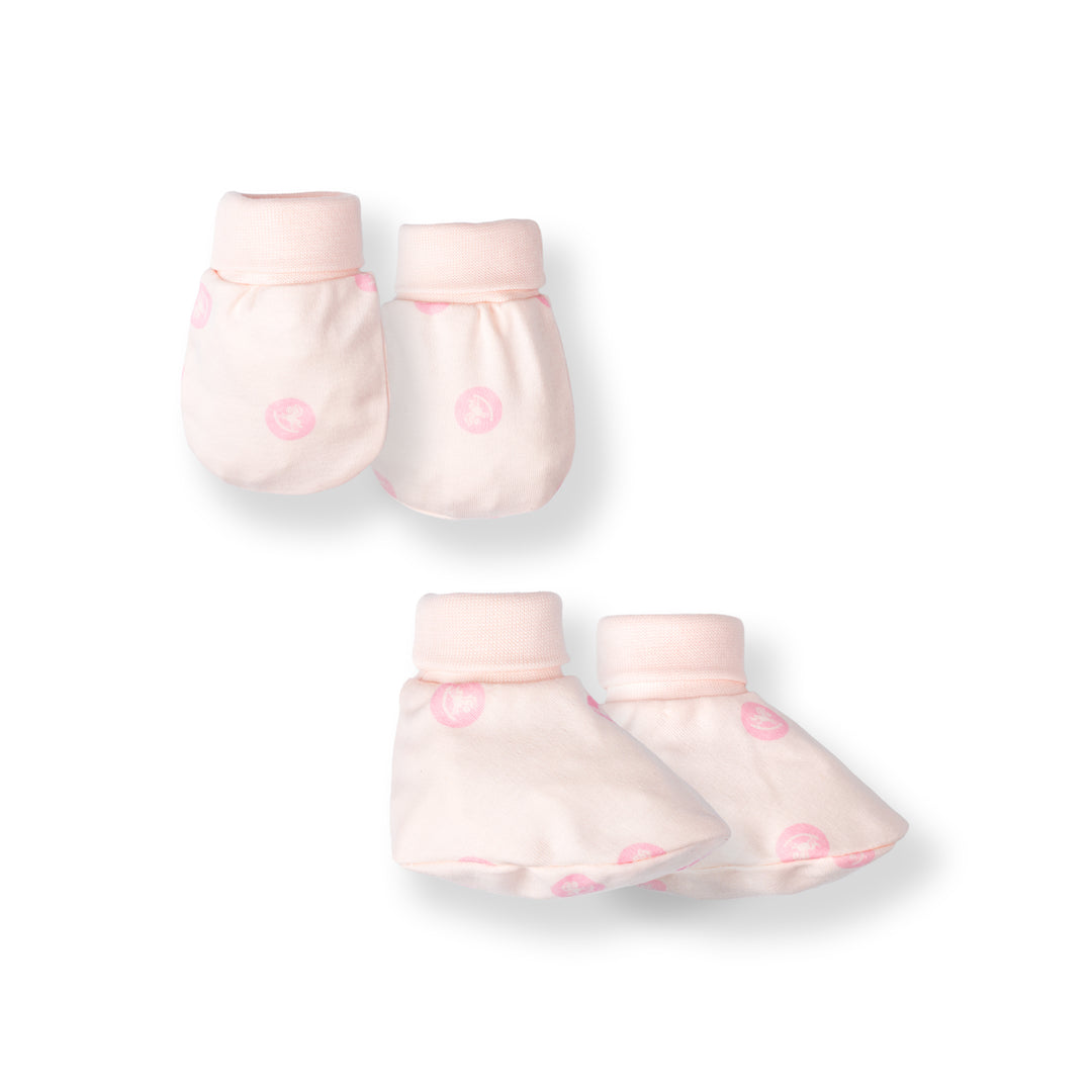 Baby Poney Girls Light Pink Iconic Rocking Horse MIttens & Booties