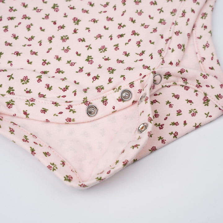 Poney Baby Girl Light Pink Garden Whisper Regular Fit Short Sleeve Bodysuit with Envelope Neck