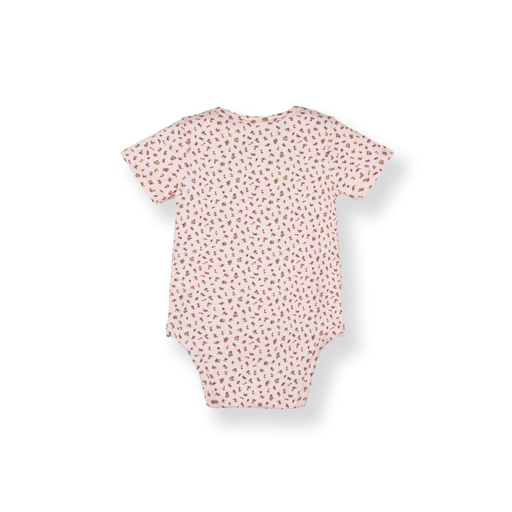 Poney Baby Girl Light Pink Garden Whisper Regular Fit Short Sleeve Bodysuit with Envelope Neck