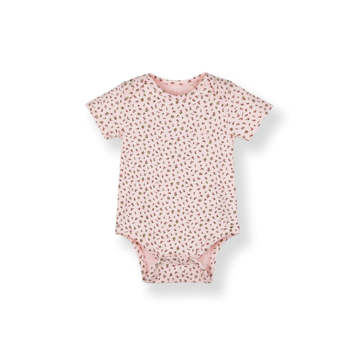 Poney Baby Girl Light Pink Garden Whisper Regular Fit Short Sleeve Bodysuit with Envelope Neck