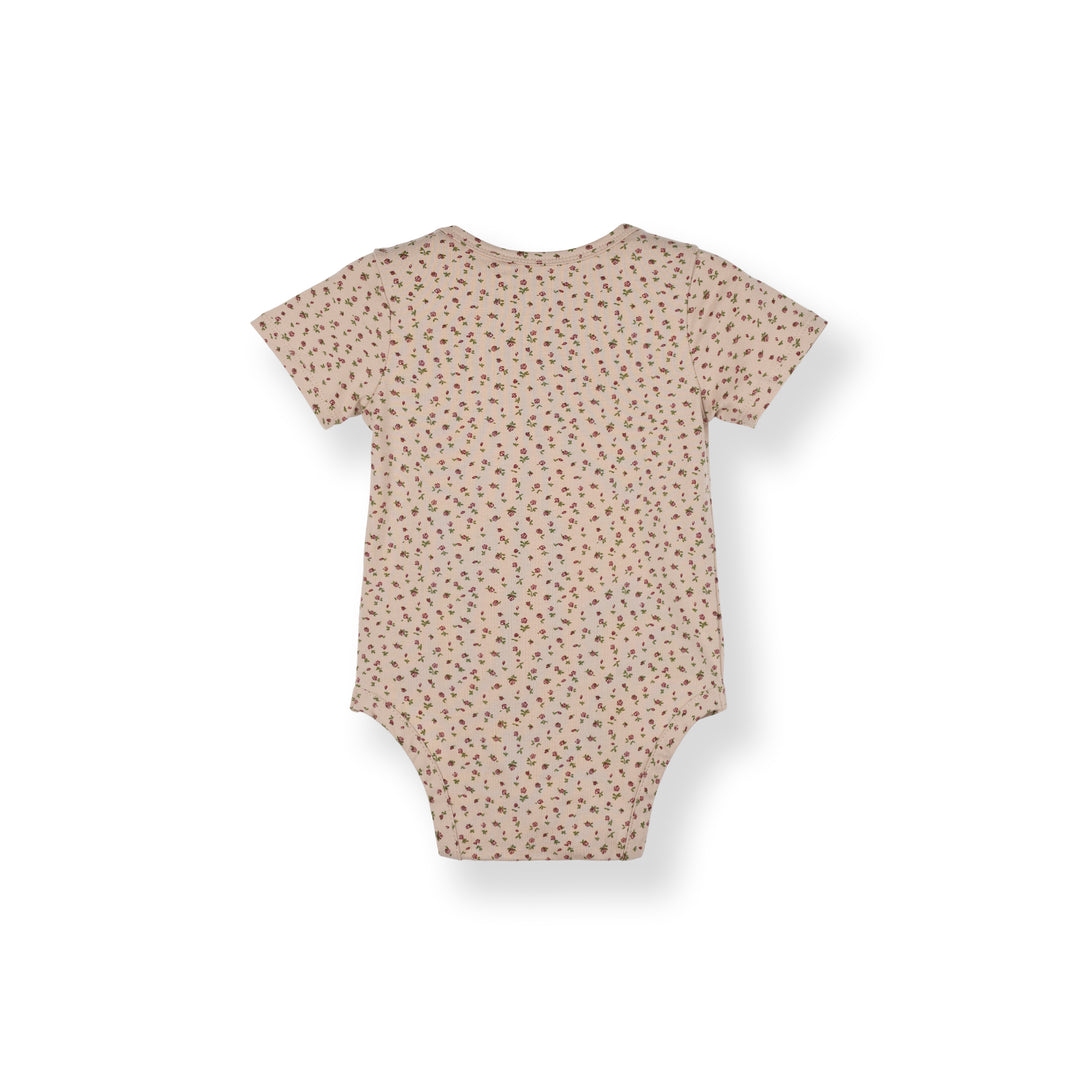 Poney Baby Girl Light Brown Wildflower Wishes Regular Fit Short Sleeve Bodysuit with Envelope Neck