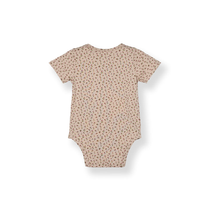 Poney Baby Girl Light Brown Wildflower Wishes Regular Fit Short Sleeve Bodysuit with Envelope Neck