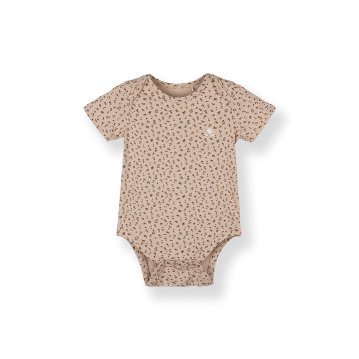 Poney Baby Girl Light Brown Wildflower Wishes Regular Fit Short Sleeve Bodysuit with Envelope Neck