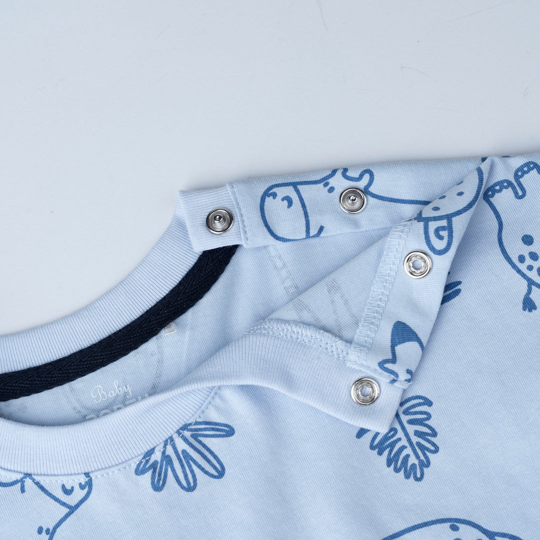 Blue Safari Short Sleeves Top & Bermuda Set