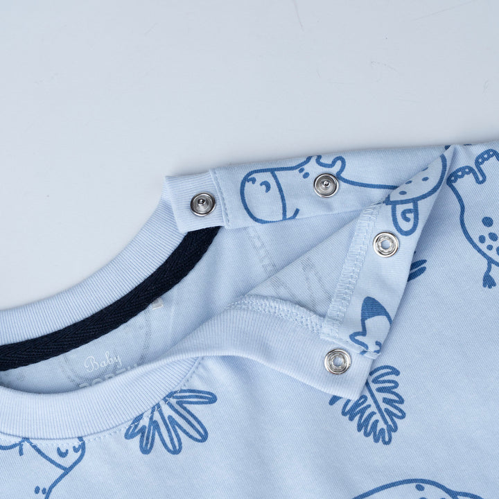 Blue Safari Short Sleeves Top & Bermuda Set