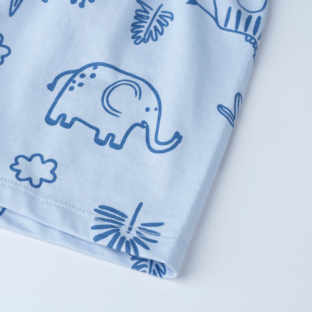 Blue Safari Short Sleeves Top & Bermuda Set