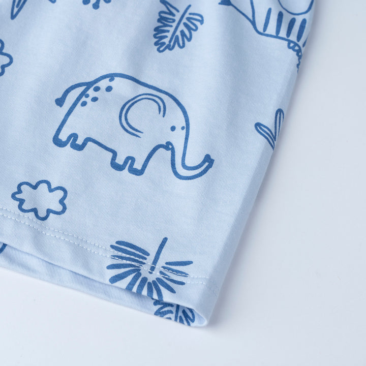 Blue Safari Short Sleeves Top & Bermuda Set