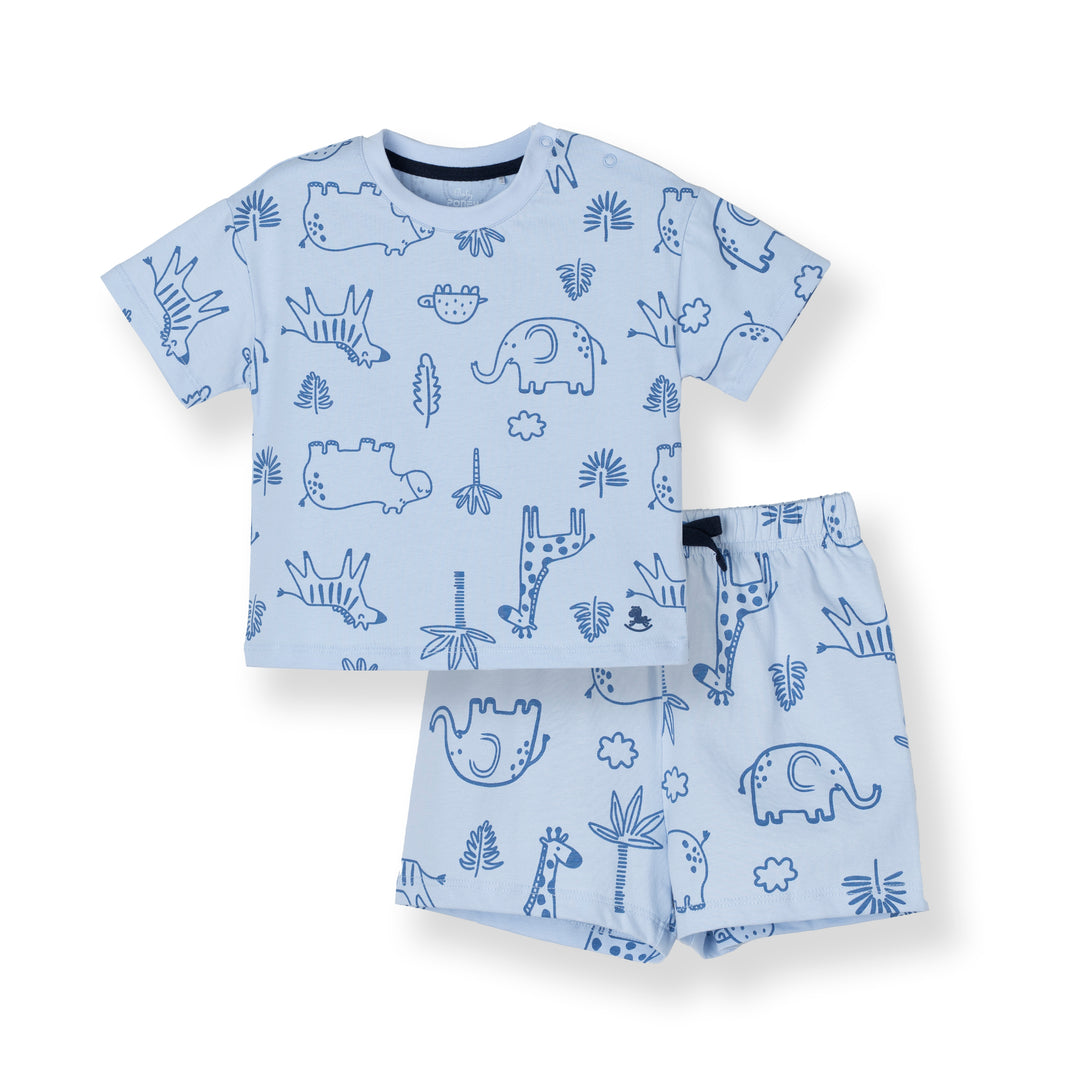 Blue Safari Short Sleeves Top & Bermuda Set