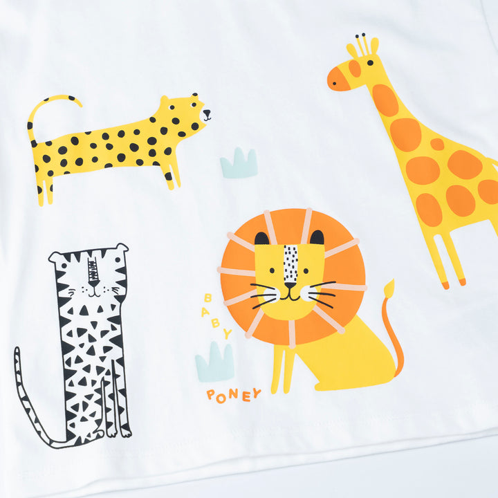 White Safari Print Loose Fit Top and Bermuda Set