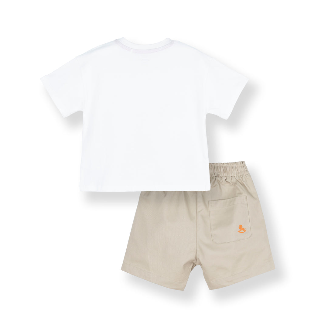 White Safari Print Loose Fit Top and Bermuda Set