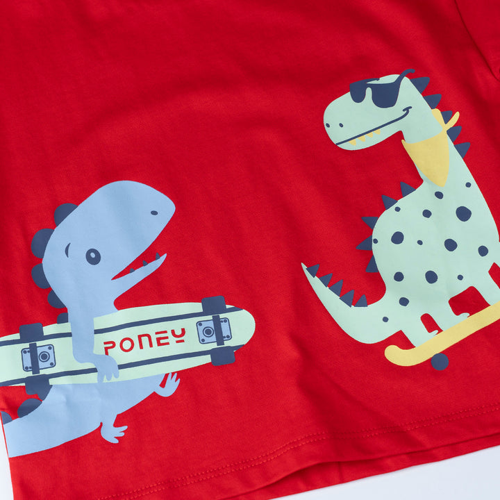 Dino Print Short Sleeves Top & Bermuda Set