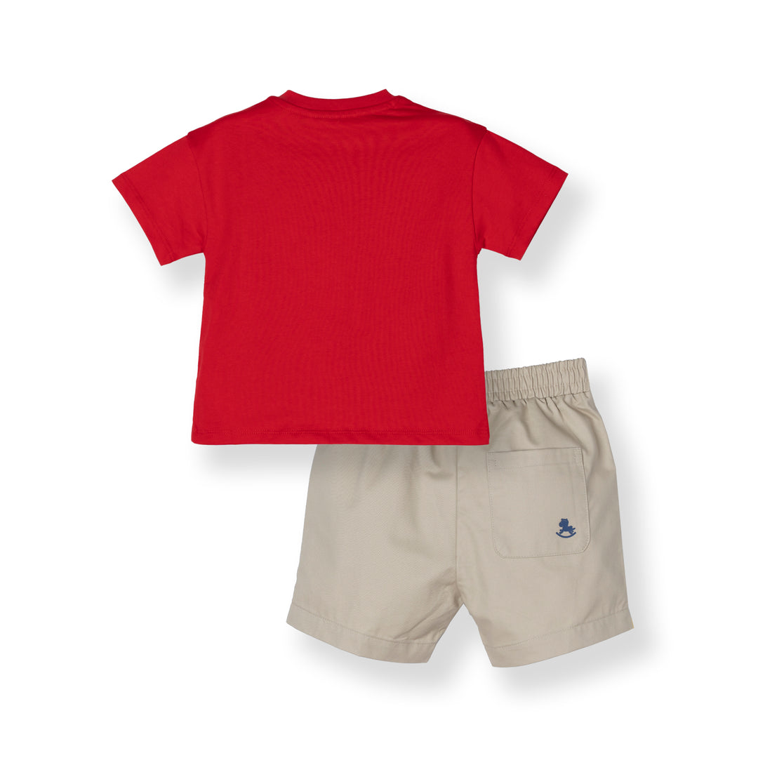 Dino Print Short Sleeves Top & Bermuda Set