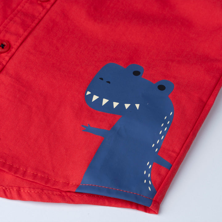 Poplin Dino Print Short Sleeves Top & Bermuda Set