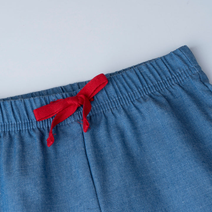 Red Stripe Dino Print Loose Fit Top and Long Pants Set