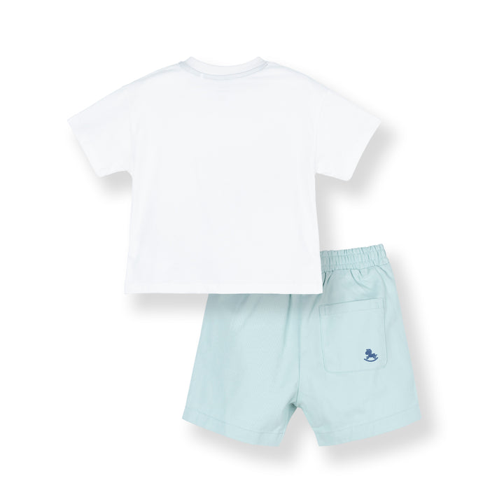 White Tipper Truck Print Loose Fit Top and Bermuda Set