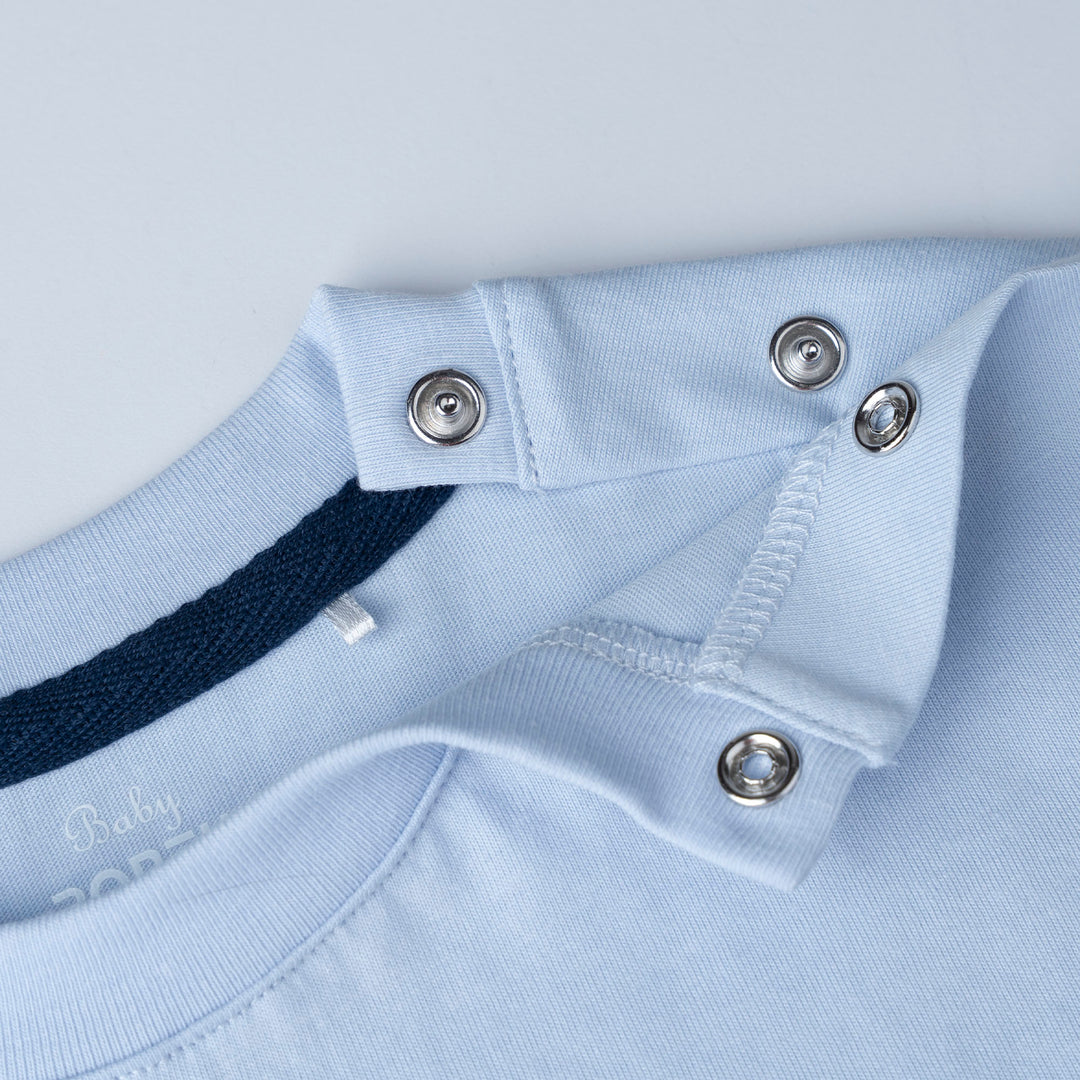 Chambray Dino Print Short Sleeves Top & Long Pants  Set