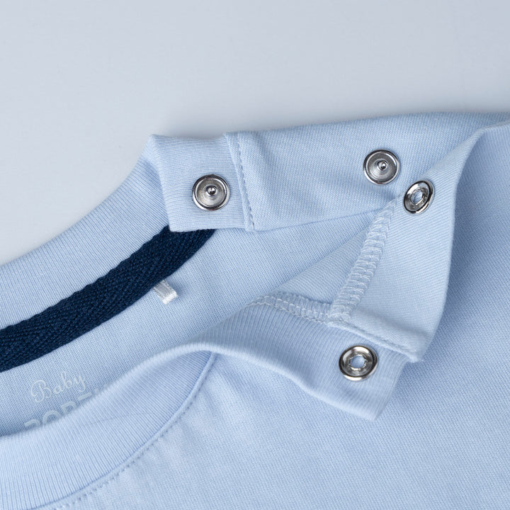 Chambray Dino Print Short Sleeves Top & Long Pants  Set