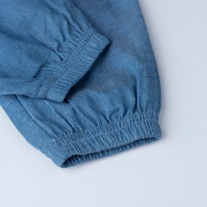 Chambray Dino Print Short Sleeves Top & Long Pants  Set