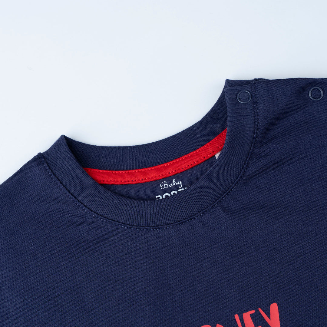 Navy Crane Truck Print Loose Fit Top and Bermuda Set