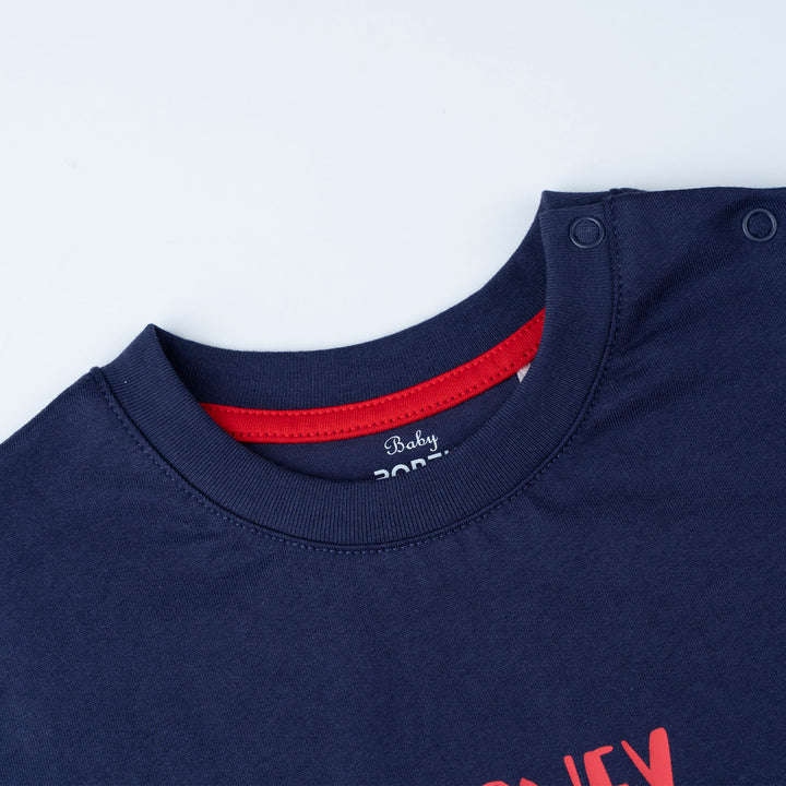 Navy Crane Truck Print Loose Fit Top and Bermuda Set