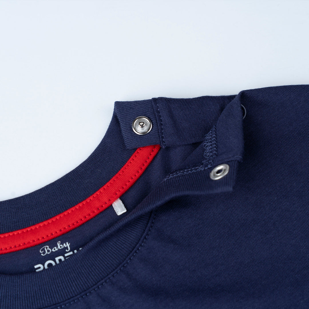 Navy Crane Truck Print Loose Fit Top and Bermuda Set