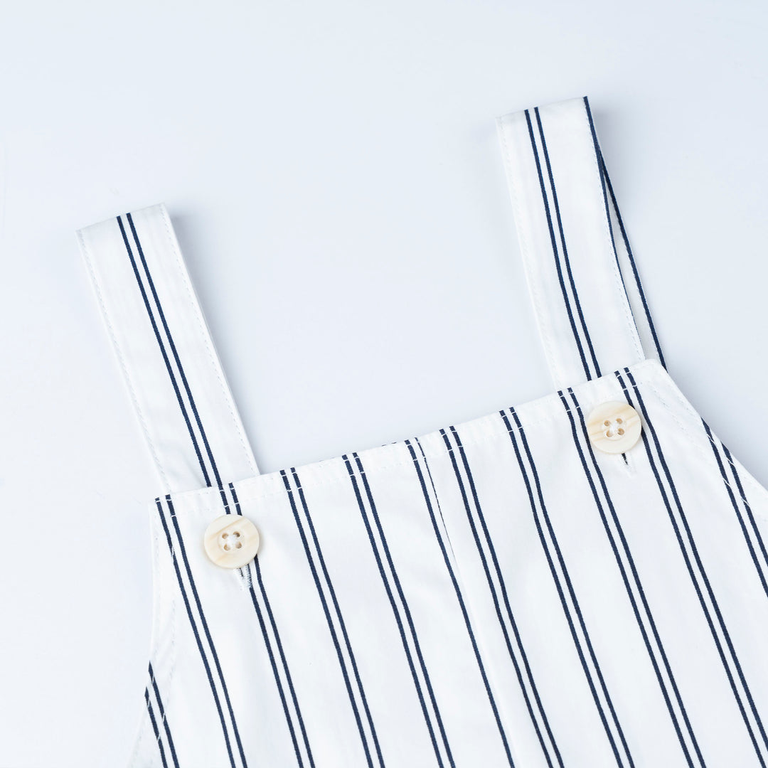 White Loose Fit Top and Stripes Dungaree Set