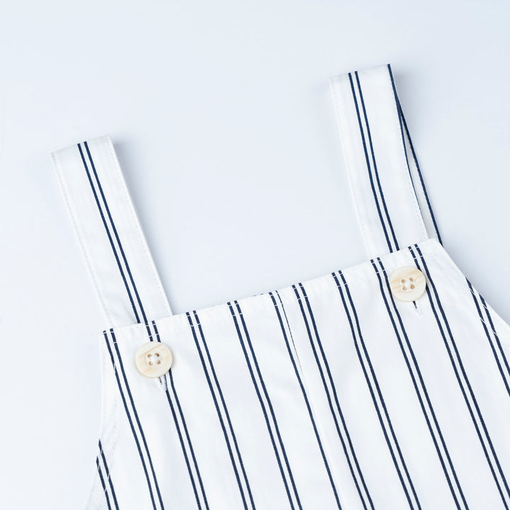 White Loose Fit Top and Stripes Dungaree Set