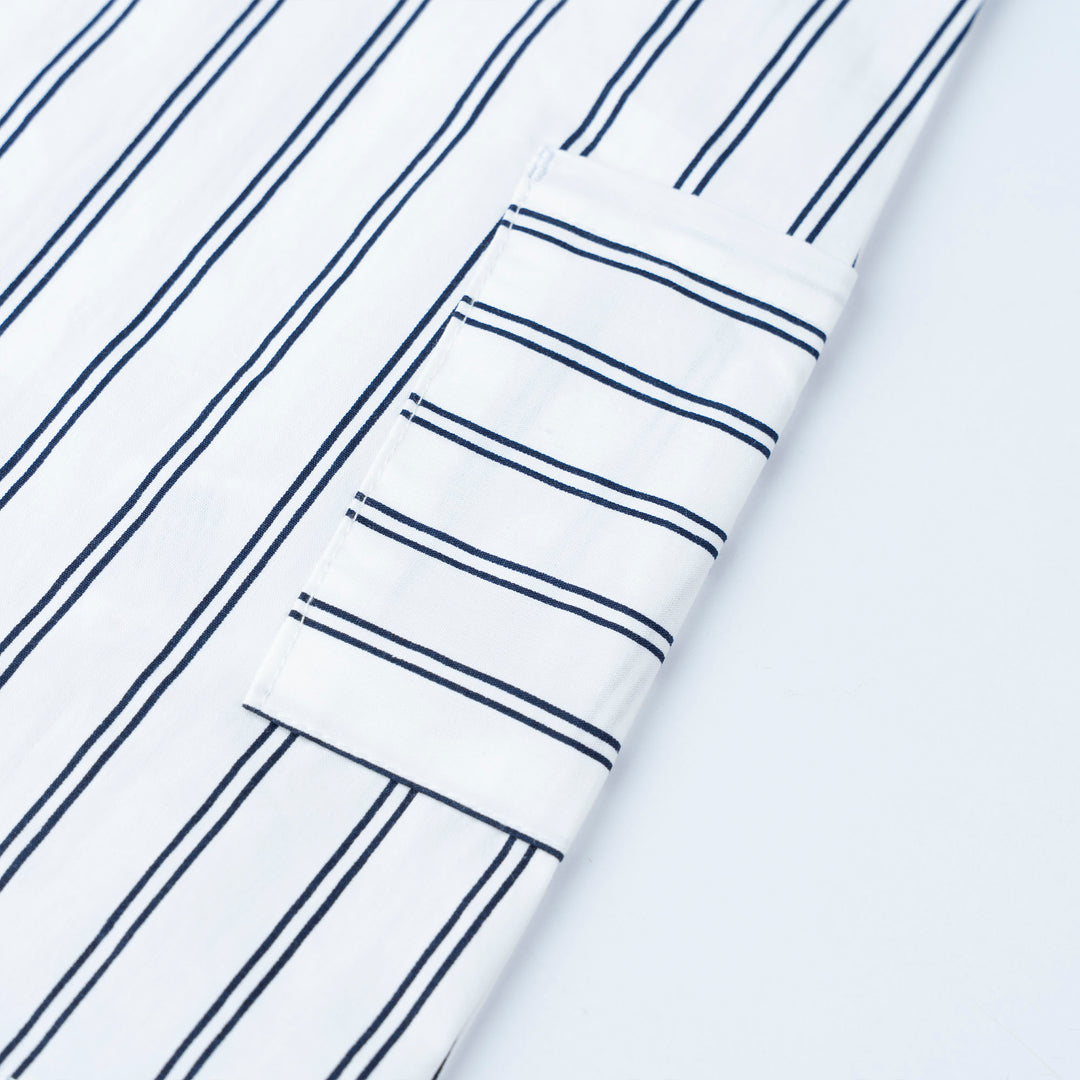 White Loose Fit Top and Stripes Dungaree Set