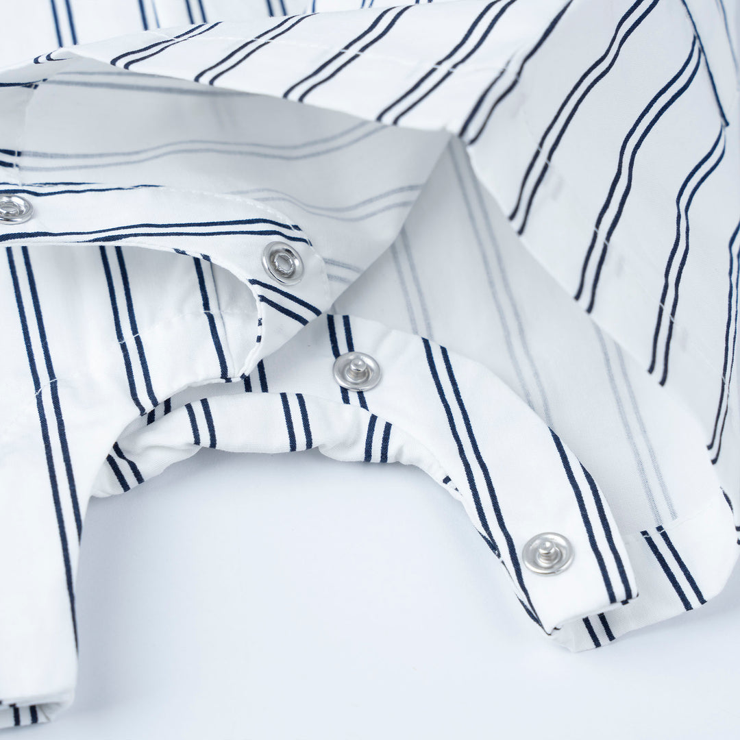 White Loose Fit Top and Stripes Dungaree Set