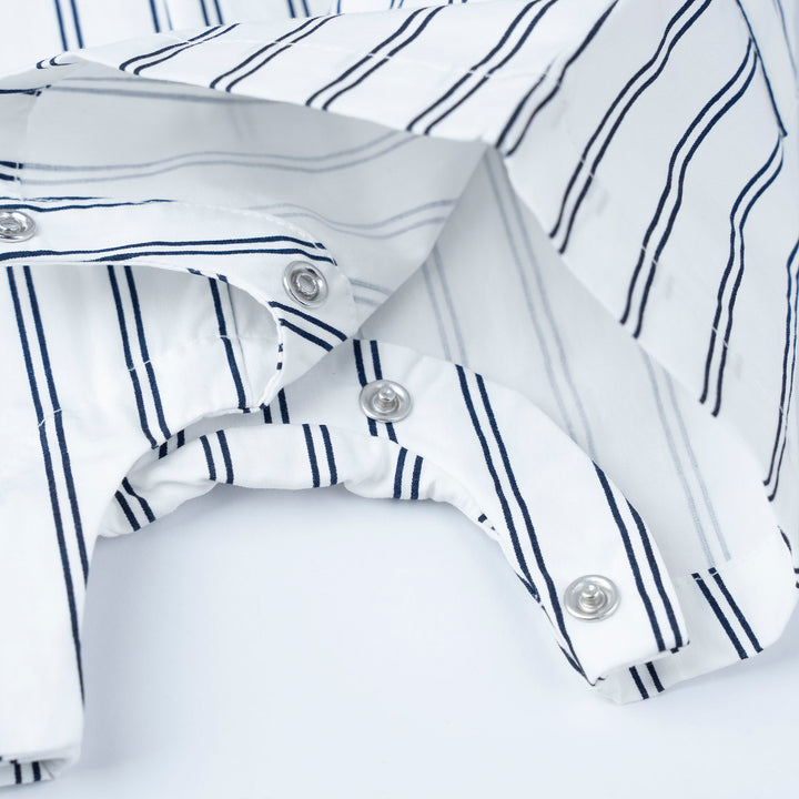 White Loose Fit Top and Stripes Dungaree Set