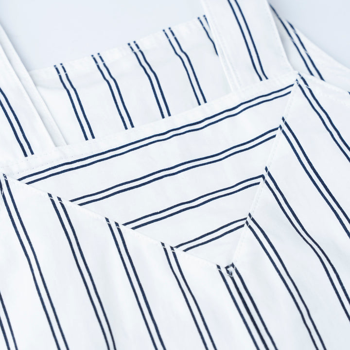 White Loose Fit Top and Stripes Dungaree Set