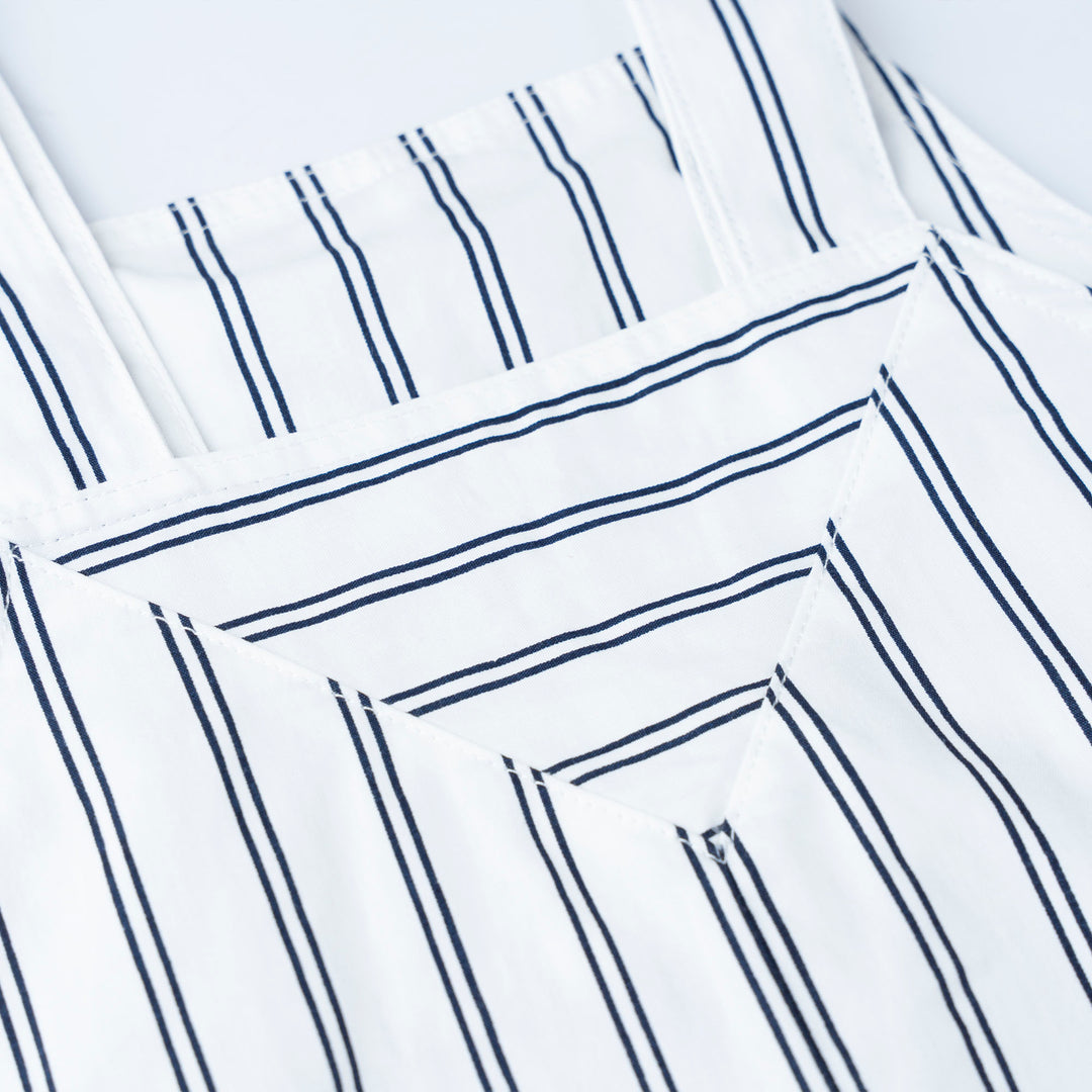 White Loose Fit Top and Stripes Dungaree Set