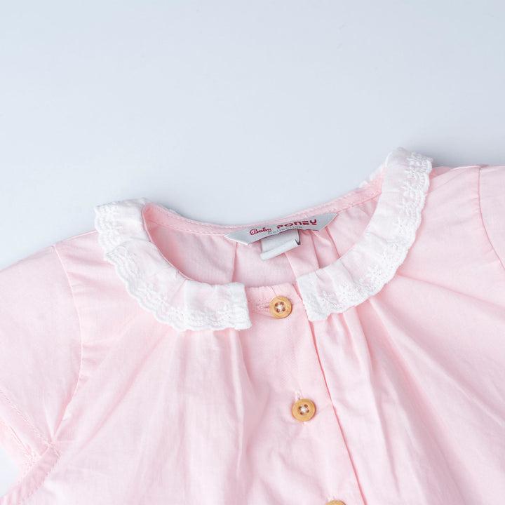 Girls Pink Short Sleeve Blouse and Legging Set