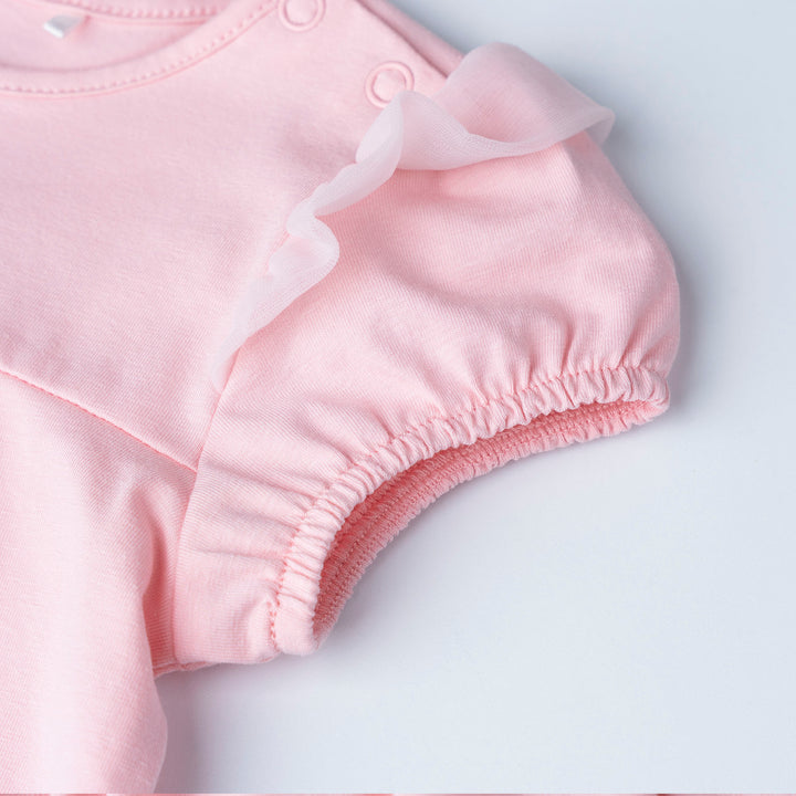 Light Pink Short Sleeve Top and Floral Print Shorts Set