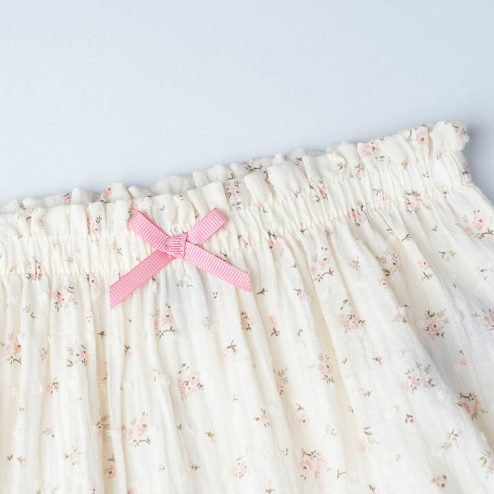 Light Pink Short Sleeve Top and Floral Print Shorts Set