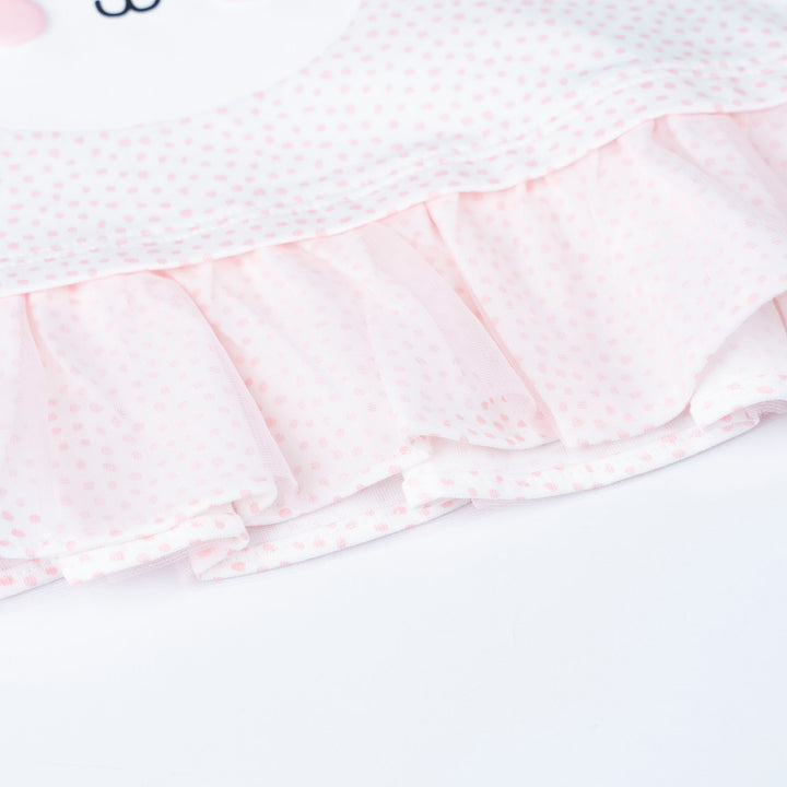 White Dotted with Bunny Prints Long Sleeve Top and Legging Set