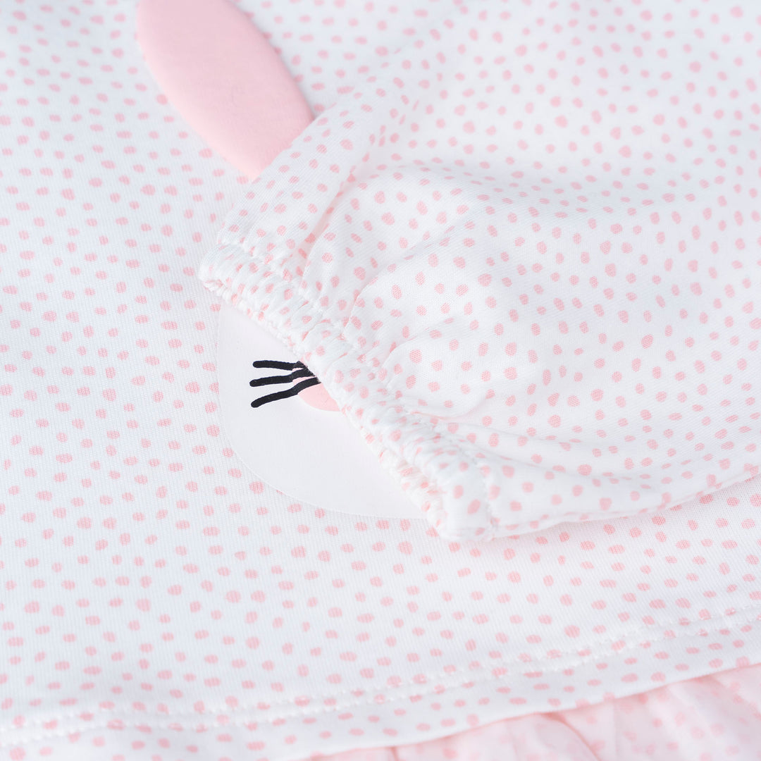 White Dotted with Bunny Prints Long Sleeve Top and Legging Set