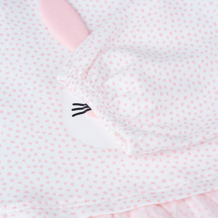 White Dotted with Bunny Prints Long Sleeve Top and Legging Set