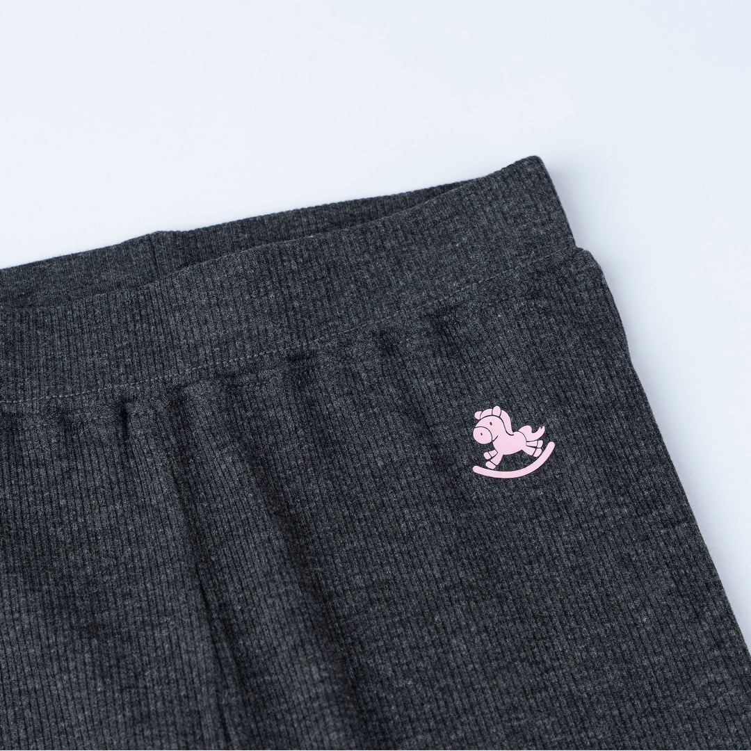 White Dotted with Bunny Prints Long Sleeve Top and Legging Set