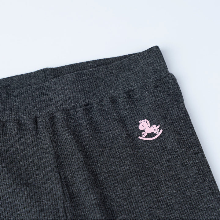 White Dotted with Bunny Prints Long Sleeve Top and Legging Set