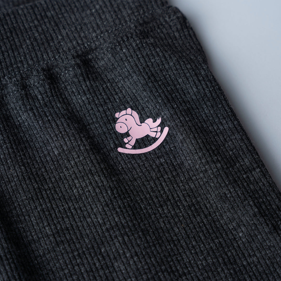 White Dotted with Bunny Prints Long Sleeve Top and Legging Set