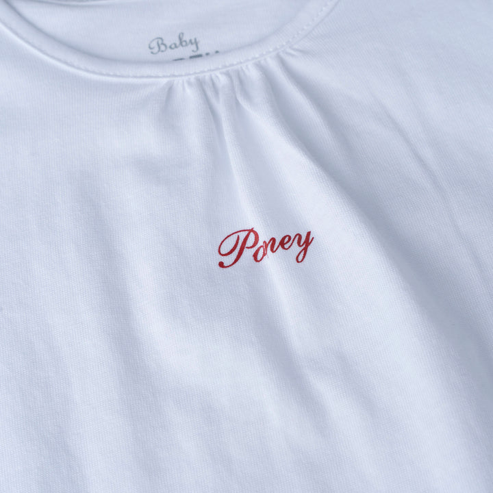 White Short Sleeve Top and Bunny Print Dungaree Set