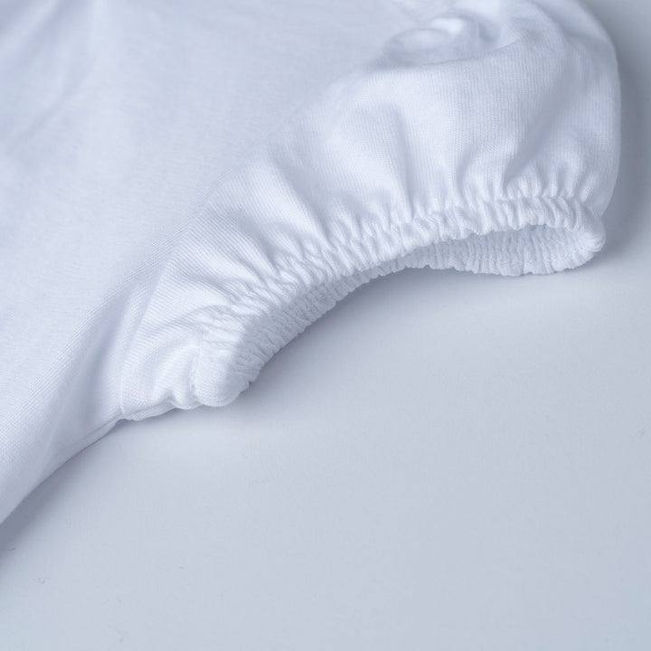 White Short Sleeve Top and Bunny Print Dungaree Set